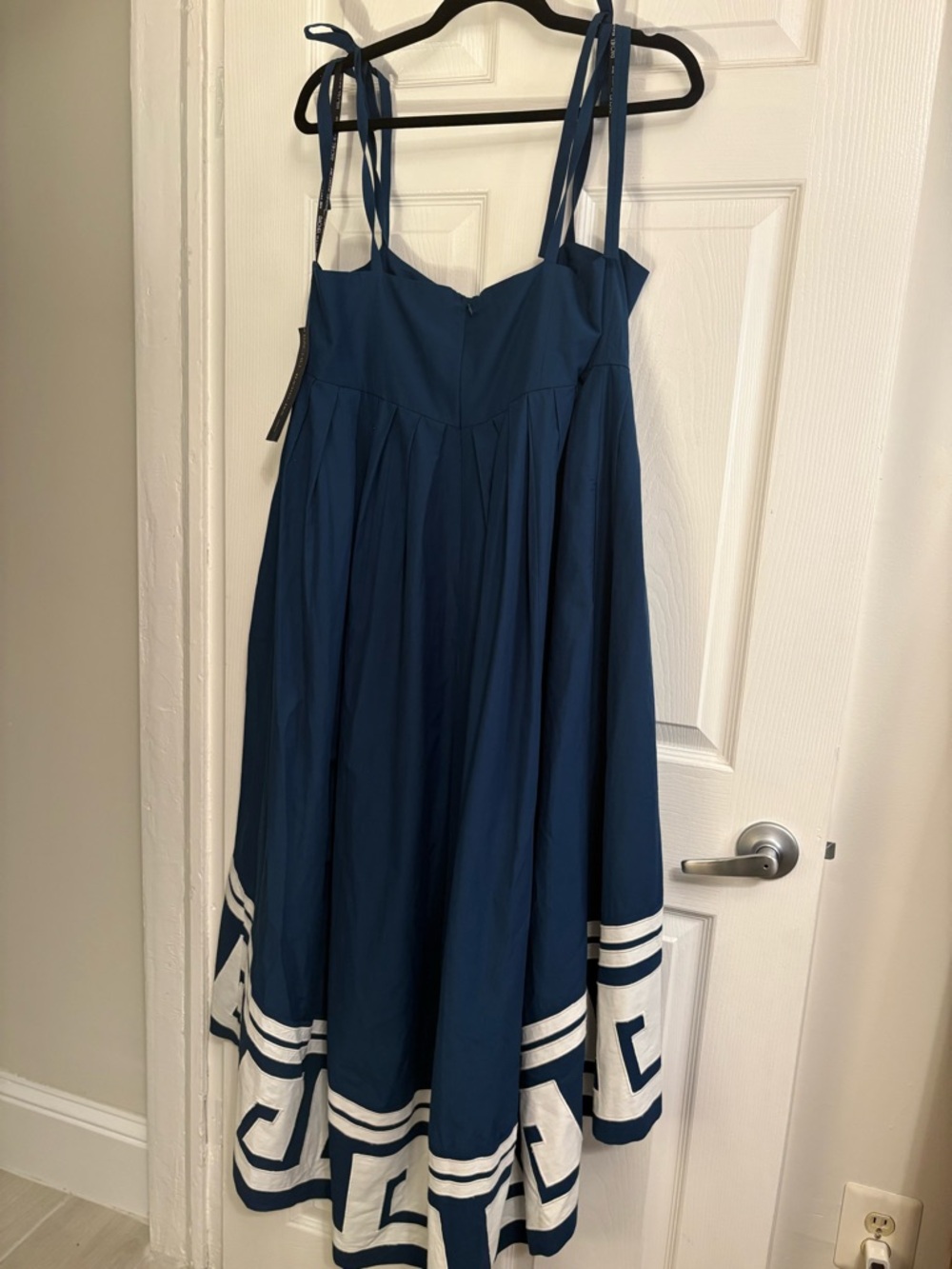 Rachel Rachel Roy Freda Cotton MidiDress Navy High Low Greek Key Hem Size 12 NWT - Picture 8 of 11